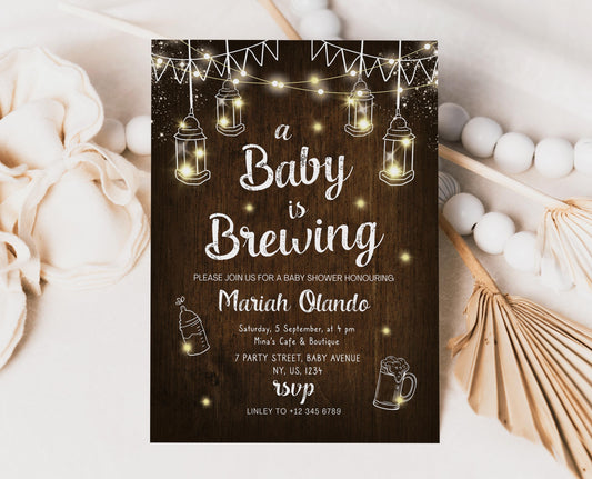 Editable A Baby is Brewing Invitation